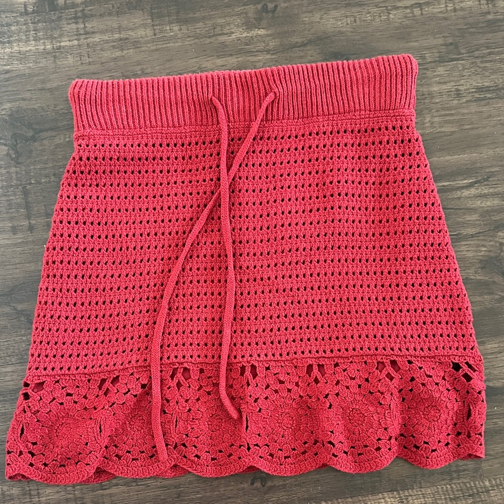 Target red Crochet Mini Skirt with Drawstring Waist